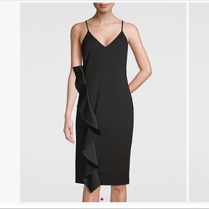 WHBM  Black sleeveless midi ruffle dress